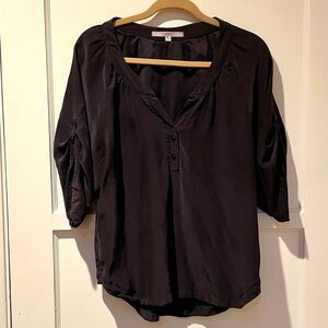 Cameo 100% Navy silk blouse L made in USA